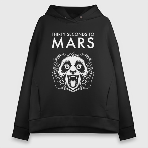 Женское худи Oversize хлопок Thirty Seconds to Mars rock panda, цвет черный