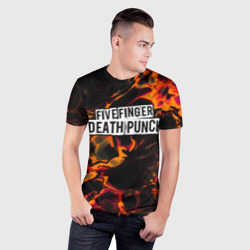 Мужская футболка 3D Slim Five Finger Death Punch red lava - фото 2