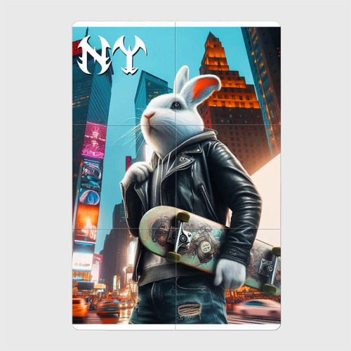 Магнитный плакат 2Х3 Cool hare with a skateboard - ai art