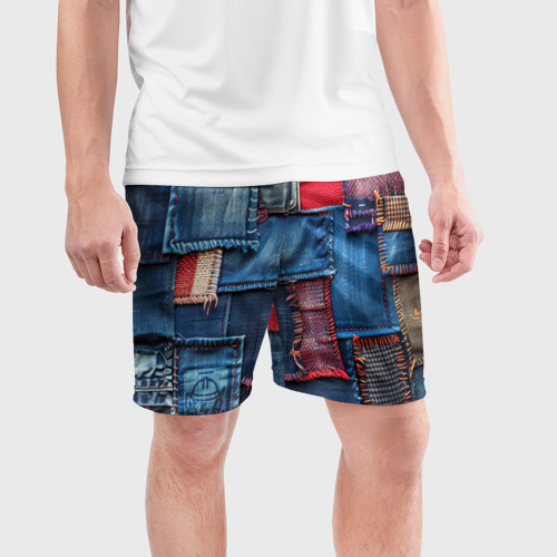 Мужские шорты спортивные Джинсовая форма электрика, цвет 3D печать - фото 3