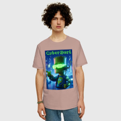 Мужская футболка хлопок Oversize Cyber Bart - neon glow ai art - фото 2