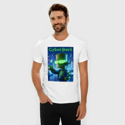 Мужская футболка хлопок Slim Cyber Bart - neon glow ai art - фото 2