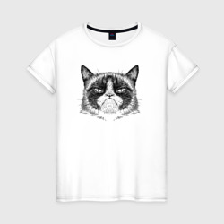 Женская футболка хлопок Grumpy cat мем