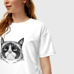 Женская футболка хлопок Oversize Grumpy cat мем - фото 2