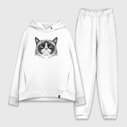 Женский костюм хлопок Oversize Grumpy cat мем