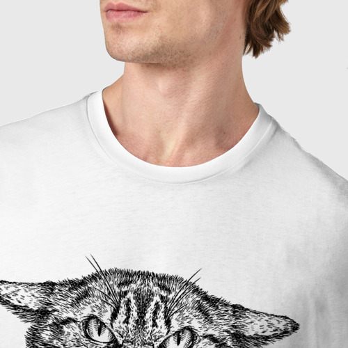 Мужская футболка хлопок Злой кот Evil cat, цвет белый - фото 6