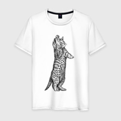 Котенок играет стоя – Мужская футболка хлопок с принтом купить со скидкой в -20%