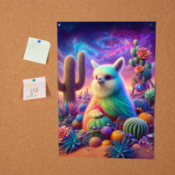 Постер Пушистое животное с кактусами в пустыне - фото 2