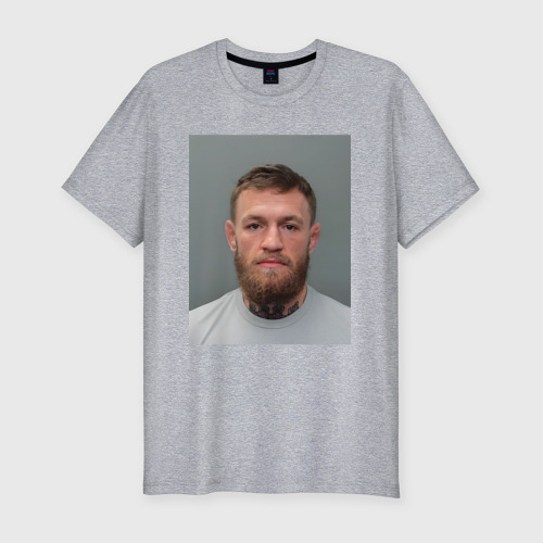 Мужская футболка хлопок Slim с принтом Conor McGregor magshot, вид спереди #2