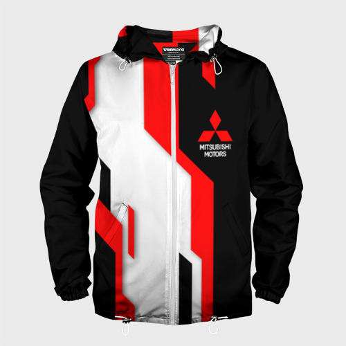 Мужская ветровка 3D Mitsubishi red uniform, цвет белый