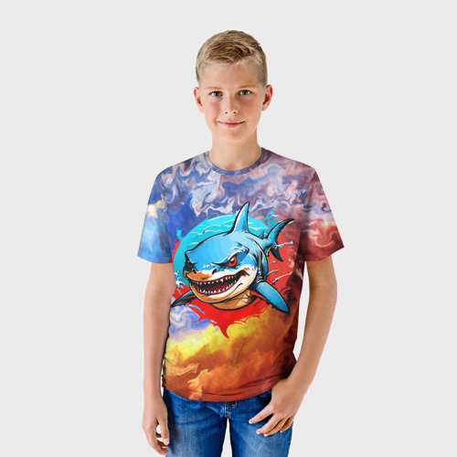 Детская футболка 3D Акула по курсу, цвет 3D печать - фото 3