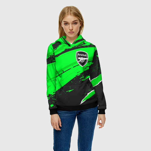 Женская толстовка 3D Arsenal sport green, цвет 3D печать - фото 3