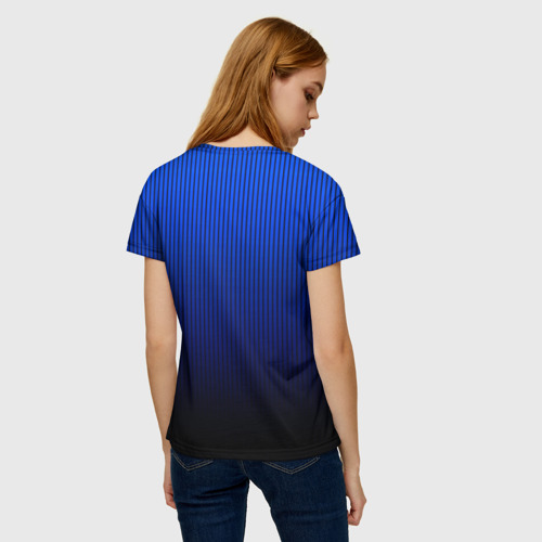 Женская футболка 3D Полосатый градиент сине-чёрный, цвет 3D печать - фото 4