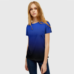 Женская футболка 3D Полосатый градиент сине-чёрный - фото 2