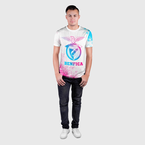 Мужская футболка 3D Slim Benfica neon gradient style, цвет 3D печать - фото 4