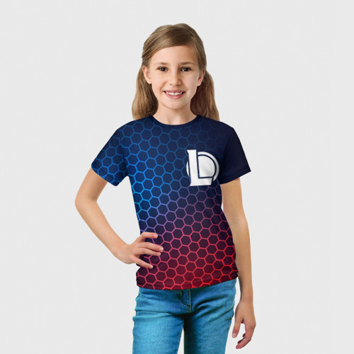 Детская футболка 3D League of Legends неоновые соты, цвет 3D печать - фото 5