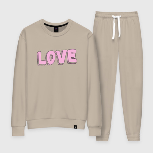 Женский костюм хлопок Love pink, цвет миндальный