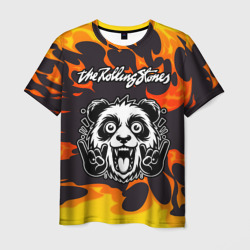 Мужская футболка 3D Rolling Stones рок панда и огонь