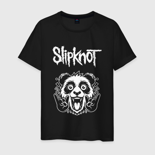 Мужская футболка хлопок Slipknot rock panda, цвет черный