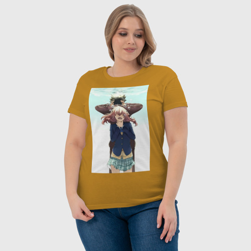 Женская футболка хлопок Сёко Нисимия Сёя Исида, цвет горчичный - фото 6