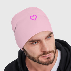 Мужская шапка демисезонная Розовое неоновое сердце - фото 2