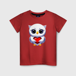 Совенок белый с сердечком – Детская футболка хлопок с принтом купить со скидкой в -20%