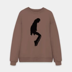 Мужской свитшот oversize без начеса хлопок Черный силуэт Майкла Джексона