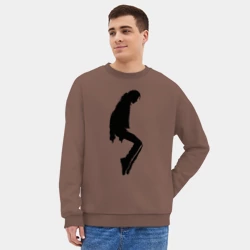Мужской свитшот oversize без начеса хлопок Черный силуэт Майкла Джексона - фото 2