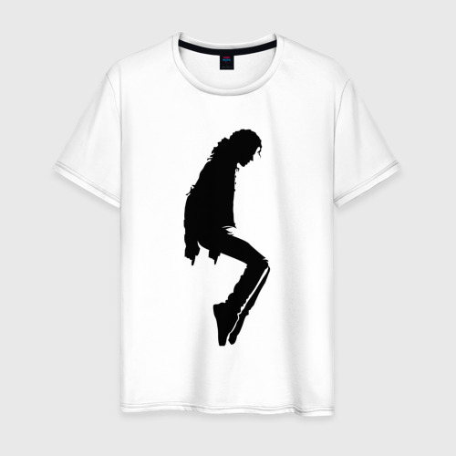 Мужская футболка хлопок Черный силуэт Майкла Джексона, цвет белый