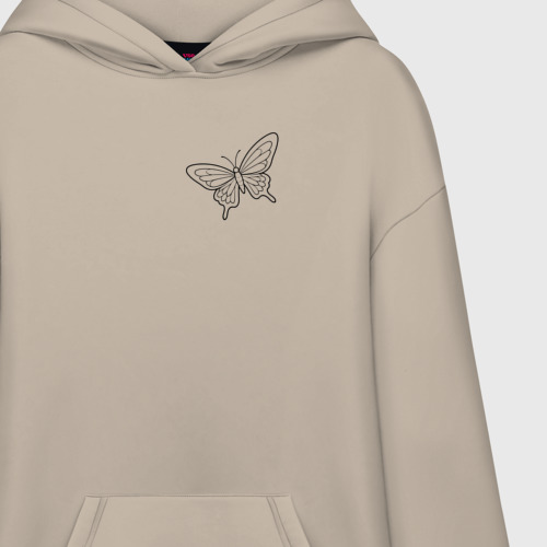 Худи SuperOversize хлопок Бабочка простой рисунок, цвет миндальный - фото 3