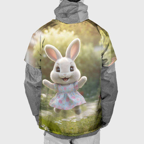 Накидка на куртку 3D Забавный белый кролик в платье, цвет 3D печать - фото 2