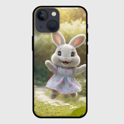 Чехол для iPhone 13 mini Забавный белый кролик в платье
