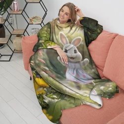 Плед с рукавами Забавный белый кролик в платье - фото 2