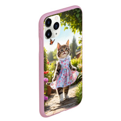 Чехол для iPhone 11 Pro Max матовый  Кошка в летнем платье в саду - фото 2