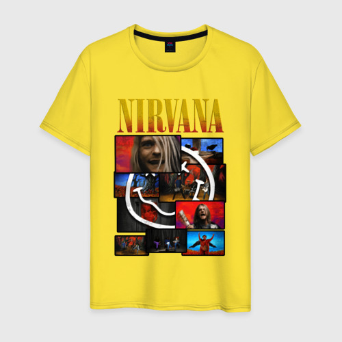 Мужская футболка хлопок Nirvana band grunge, цвет желтый
