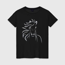 Силуэт лошади серебреный – Женская футболка хлопок с принтом купить со скидкой в -20%