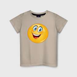 Смайлик радостный колобок – Детская футболка хлопок с принтом купить со скидкой в -20%