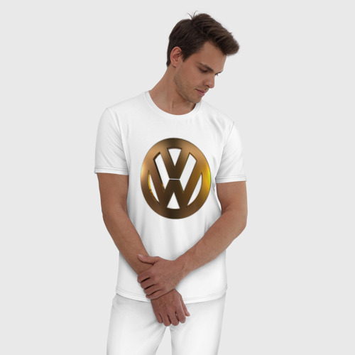 Мужская пижама хлопок Volkswagen gold, цвет белый - фото 3