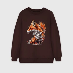 Женский свитшот oversize без начеса хлопок Рыжая лисичка граффити