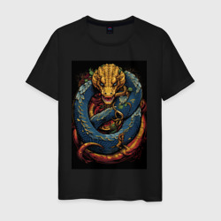 Мужская футболка хлопок Муай тай синий дракон