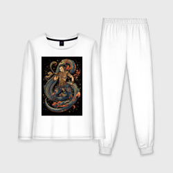 Муай Тай боец и змея – Женская пижама с лонгсливом хлопок с принтом купить