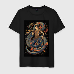 Муай Тай боец и змея – Мужская футболка хлопок с принтом купить со скидкой в -20%