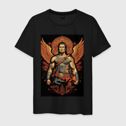 Боец и крылья – Мужская футболка хлопок с принтом купить со скидкой в -20%