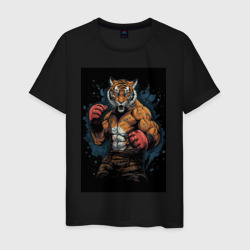 Муай Тай тигр в стойке – Мужская футболка хлопок с принтом купить со скидкой в -20%