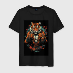 Мужская футболка хлопок Муай  Тай тигр в стойке
