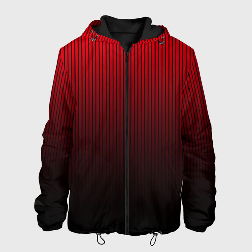 Мужская куртка 3D Красно-чёрный градиент в полоску, цвет 3D печать