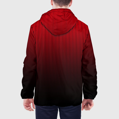Мужская куртка 3D Красно-чёрный градиент в полоску, цвет 3D печать - фото 5