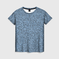 Женская футболка 3D Голубой с чёрным мелкая мозаика