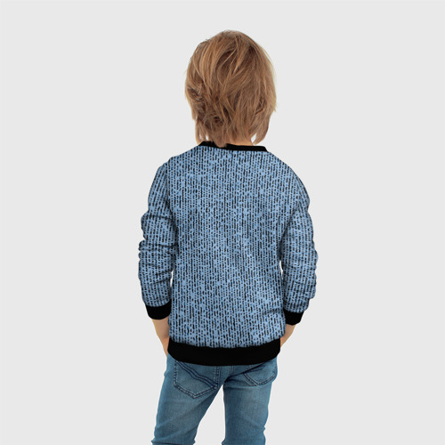 Детский свитшот 3D Голубой с чёрным мелкая мозаика, цвет 3D печать - фото 6