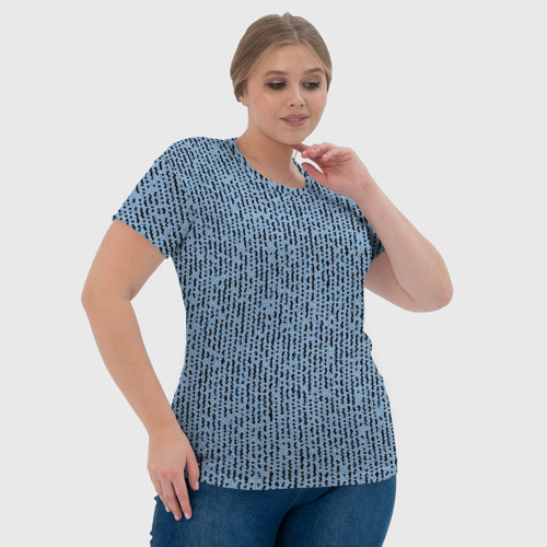 Женская футболка 3D Голубой с чёрным мелкая мозаика, цвет 3D печать - фото 6